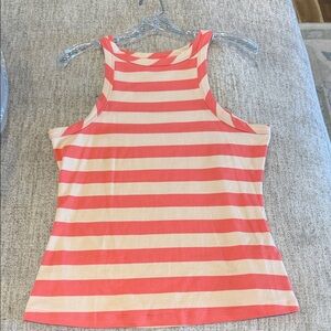 Anthropologie Coral and Cream Striped Tank
